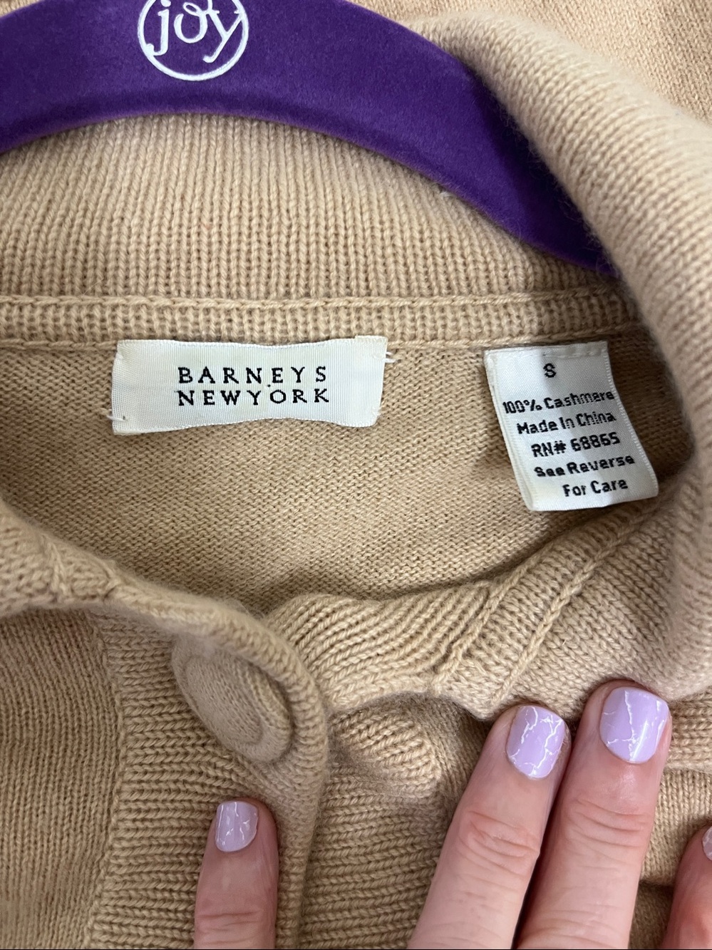 Barneys New York 100% Cashmere Cropped Cardigan/Shrug  in Camel size Small - Picture 2 of 4